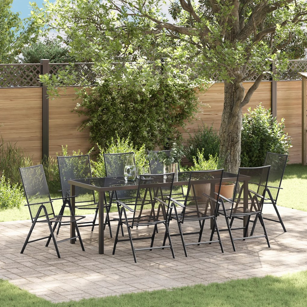 vidaXL Conjunto de Jantar de Jardim com 9 Peças em Aço Antracite