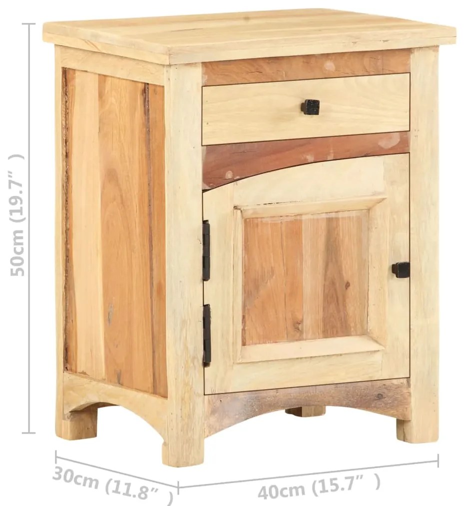 Mesa de cabeceira 40x30x50 cm madeira recuperada maciça