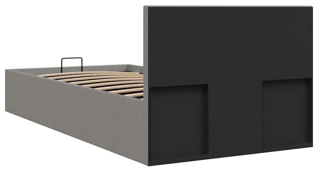 Cama hidráulica arrumação 90x200cm tecido cinza-claro