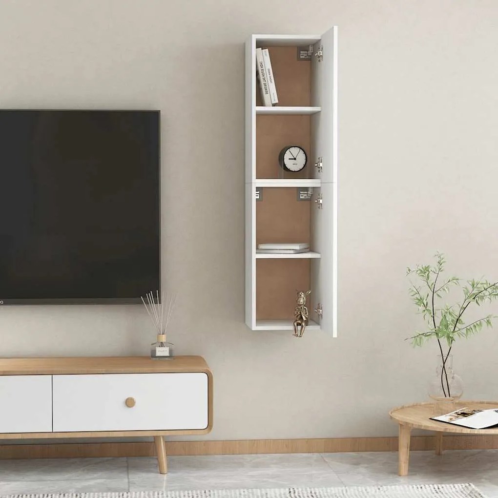 Móveis de TV 2 pcs 30,5x30x60 cm derivados de madeira branco