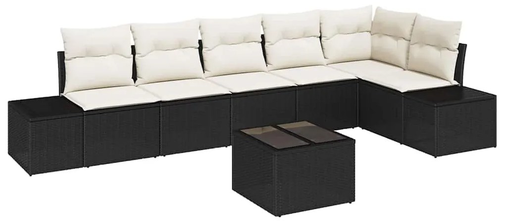Conjunto de Sofá de Jardim com Almofadas de 6 Peças Vime PE Castanho