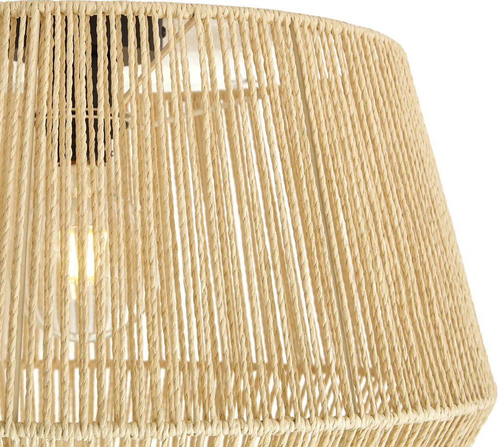 Plafondlamp zwart met beige papieren kap 50/50/30 - Combi