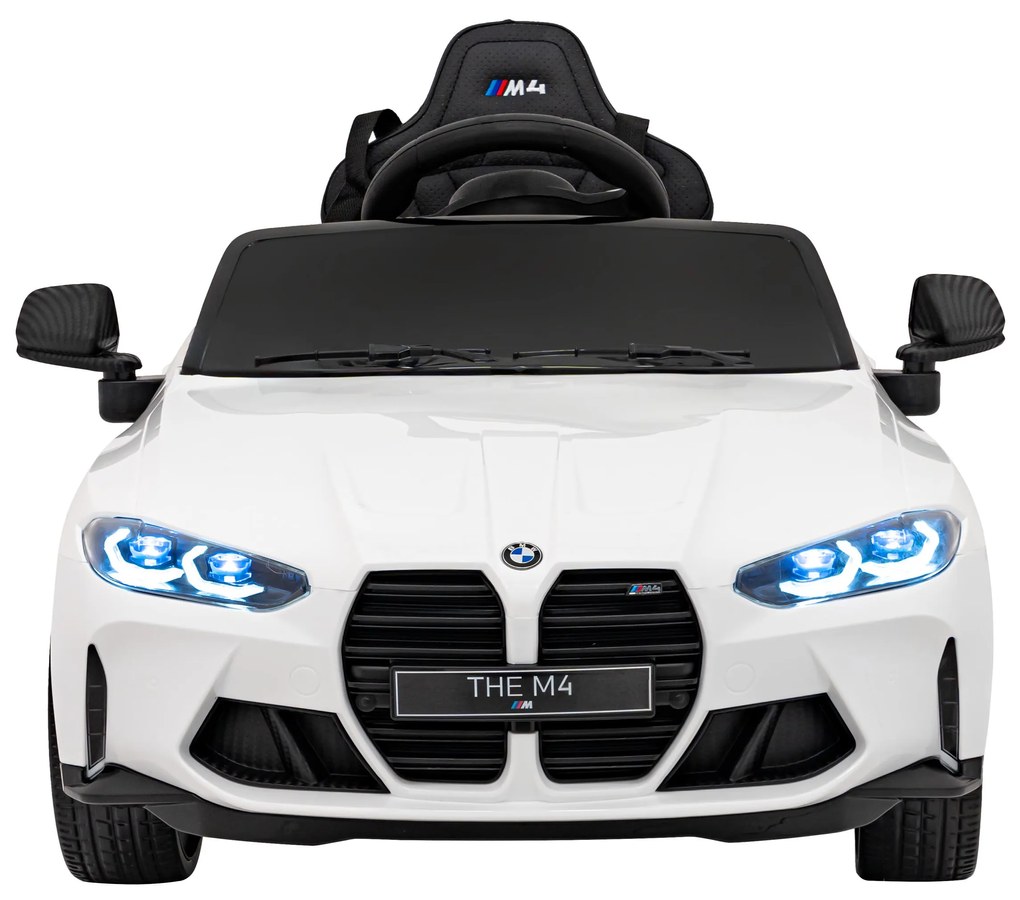 Carro elétrico para Crianças BMW M4 12V Rodas Espuma EVA, Assento couro ecológico Branco