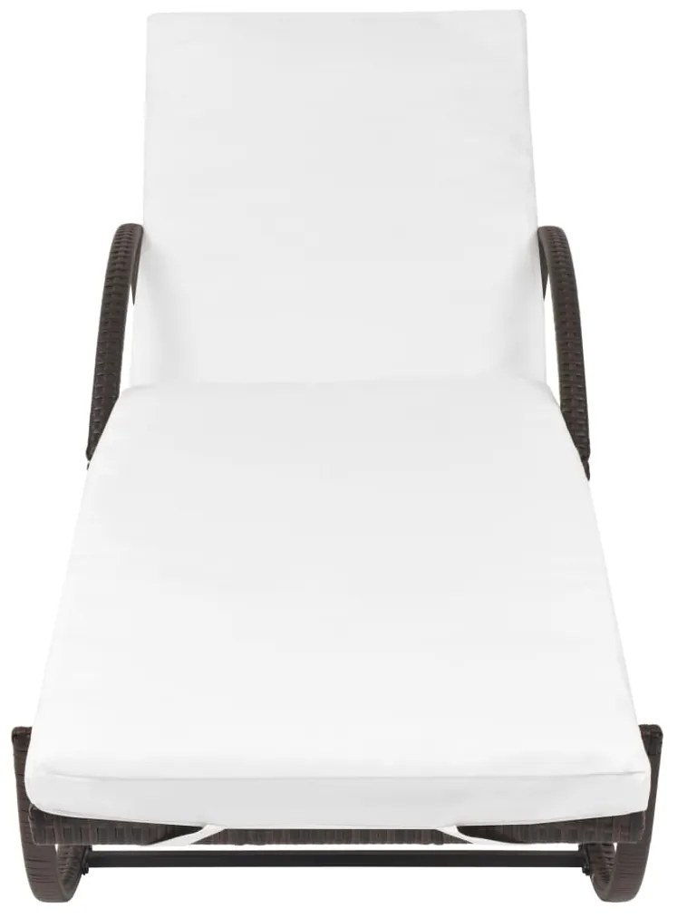 Espreguiçadeira com almofadão e mesa vime PE castanho