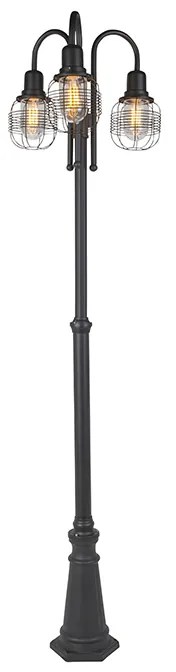 Candeeiro Inteligente de Exterior Preto 3-Luzes IP44 incl. WiFi ST64 - Guardado