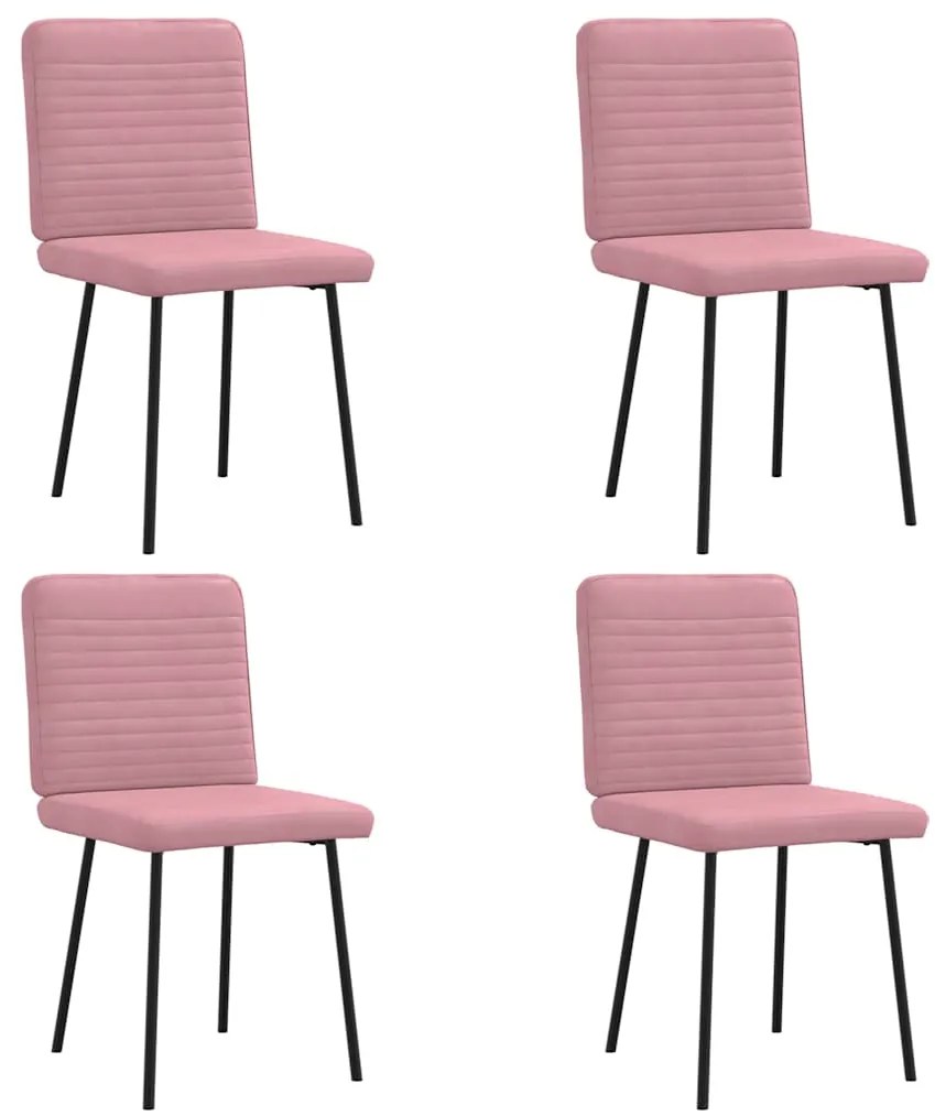 Cadeiras de jantar 4 pcs veludo rosa
