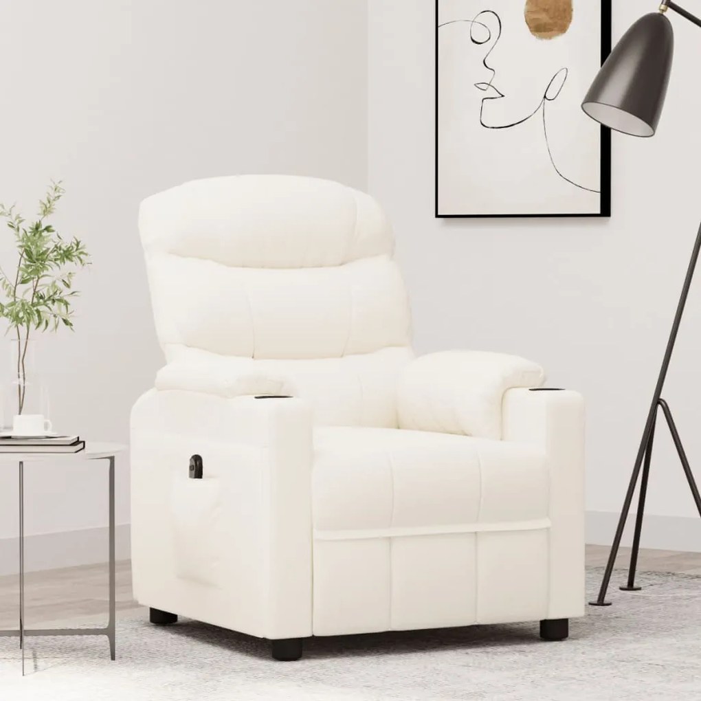 vidaXL Poltrona reclinável elétrica couro artificial cor creme