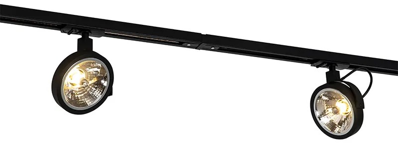 Sistema de iluminação de trilho moderno com 5 focos preto 1-fase - Iconic Go