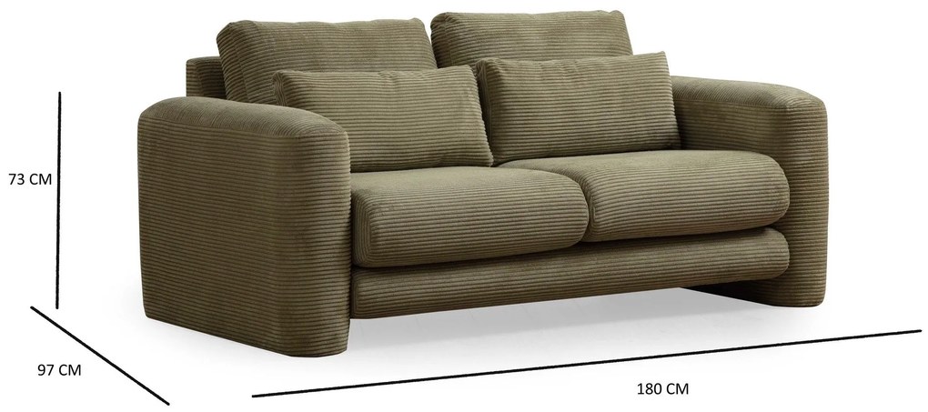 Sofá de 2 Lugares Lily – Verde – 180x97x73 cm
