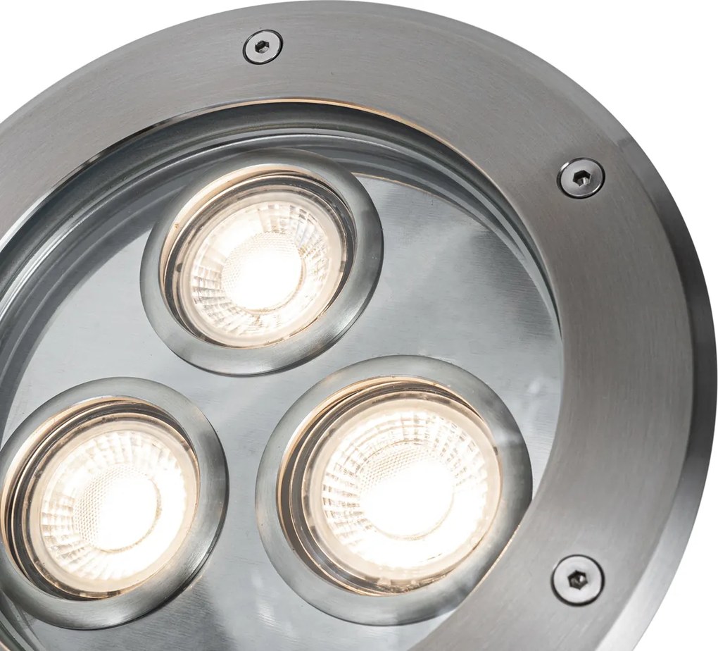 Conjunto de 3 Spots de Solo Modernos Aço 3-Luzes IP65 - Tribus
