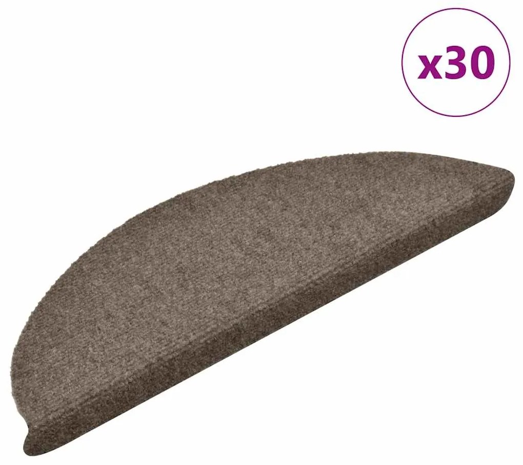 vidaXL Tapetes de escada adesivos 30 pcs 56x17x3 cm creme