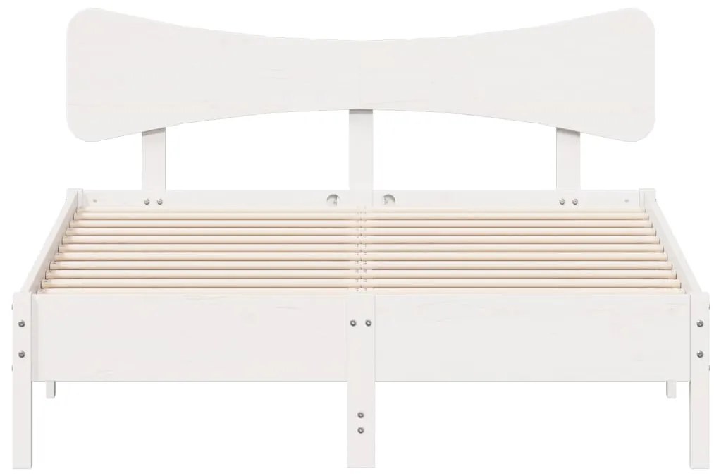 Cama sem colchão 140x200 cm madeira de pinho maciça branco