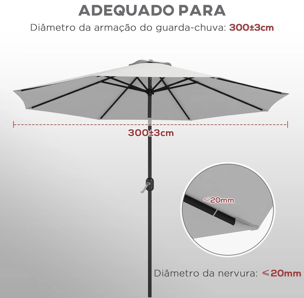 Toldo de Substituição para Chapéu de Sol de 3 m com Ventilação Superior para Exterior Jardim Pátio Piscina Branco
