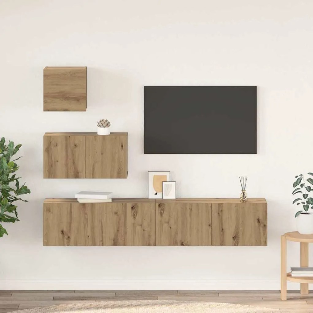 Conjunto de móvel de TV 4 pcs carvalho artisiano