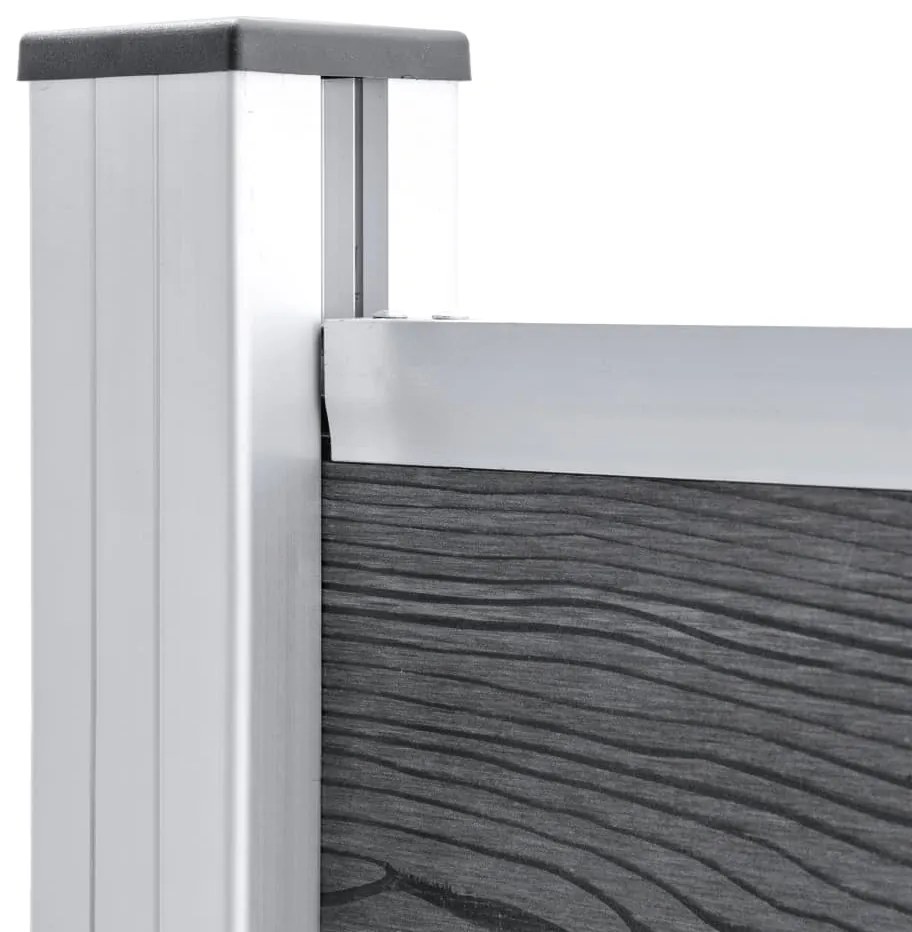 Conjunto painel de cerca 353x146 cm WPC cinzento
