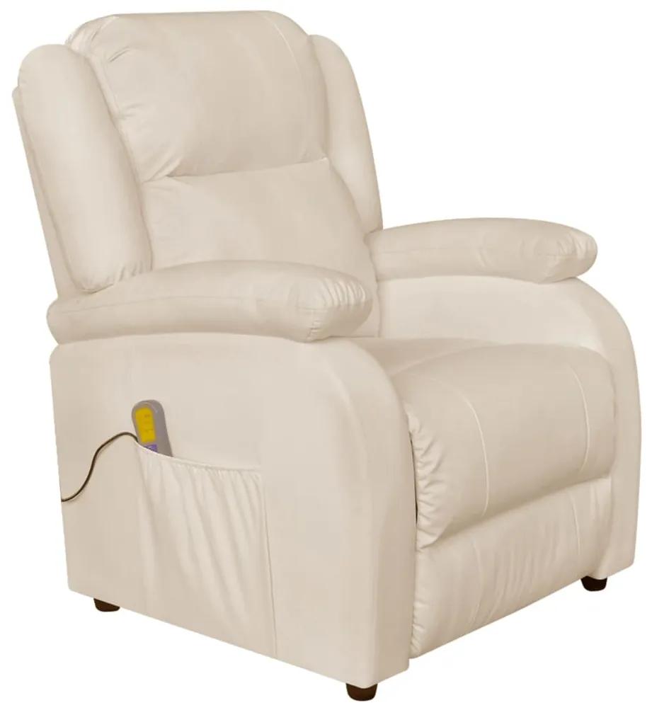 242513 vidaXL Cadeira de massagens couro artificial branco nata