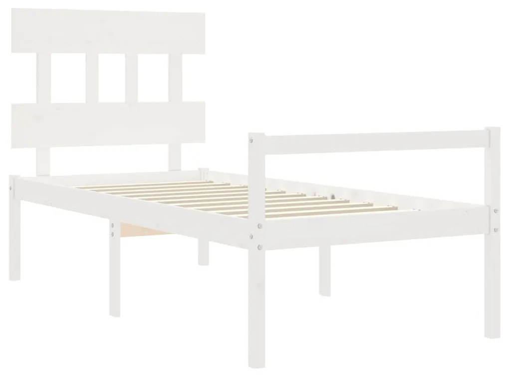 Cama para idosos com cabeceira 100x200 cm madeira maciça branco