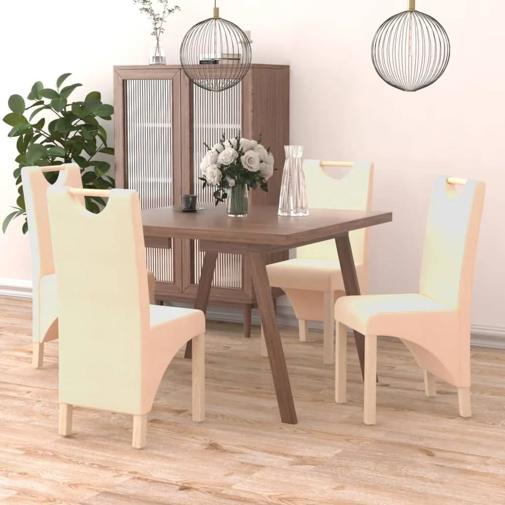 vidaXL Cadeiras de jantar 4 pcs tecido cor creme