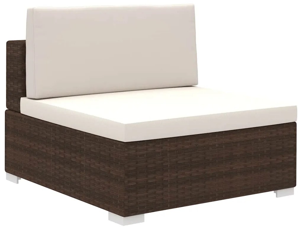 8 pcs conjunto lounge jardim c/ almofadões vime PE castanho