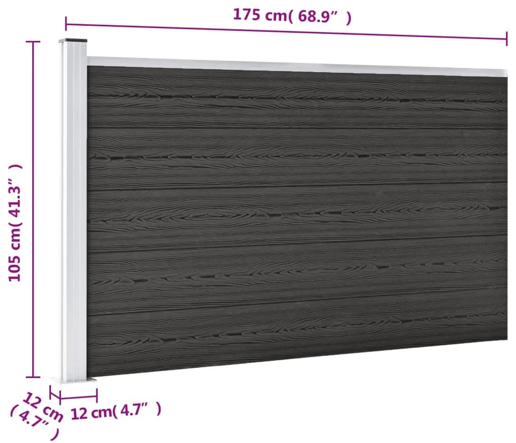 Painel de vedação para jardim 175x105 cm WPC cinzento