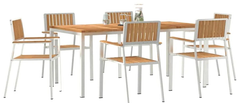 Conjunto de Jantar para o Jardim vidaXL de 7 Peças em Madeira Sólida d