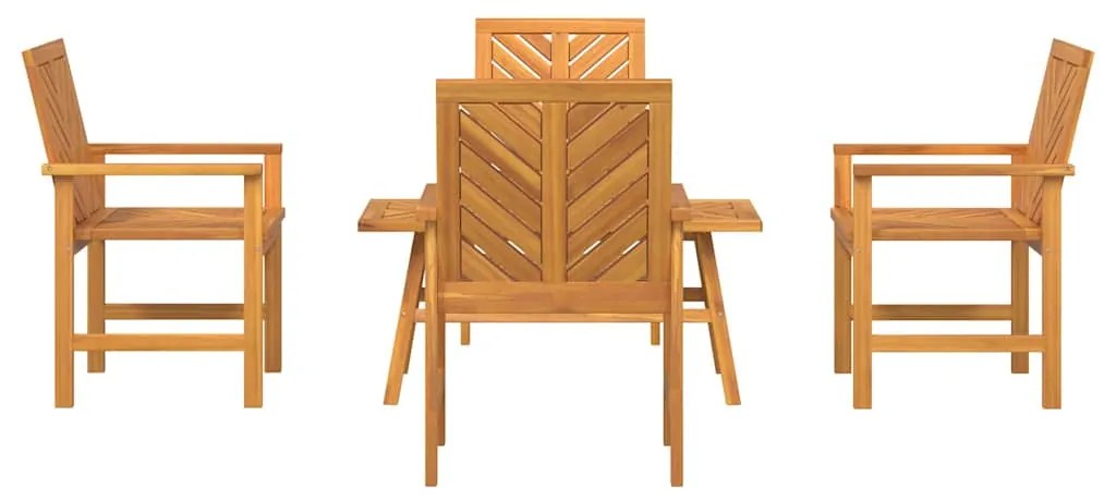 Conjunto de Lounge para Jardim de 4 Peças em Madeira Sólida de Acácia