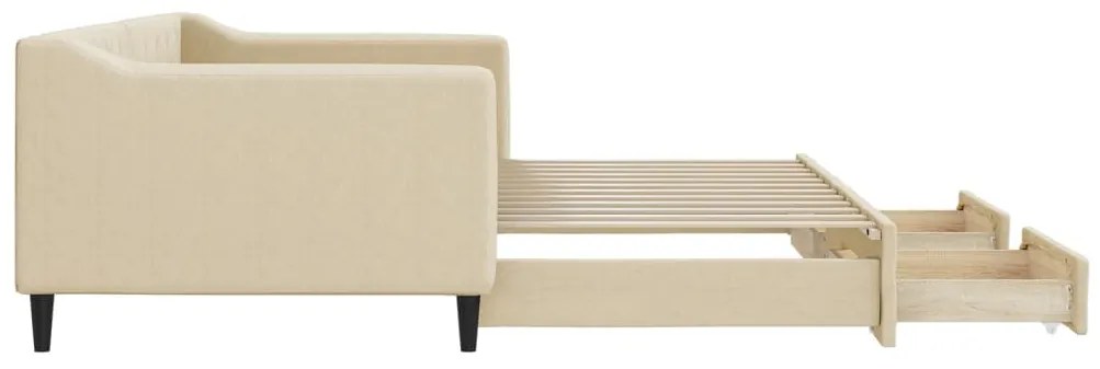 Sofá-cama com gavetão e gavetas 90x200 cm tecido cor creme