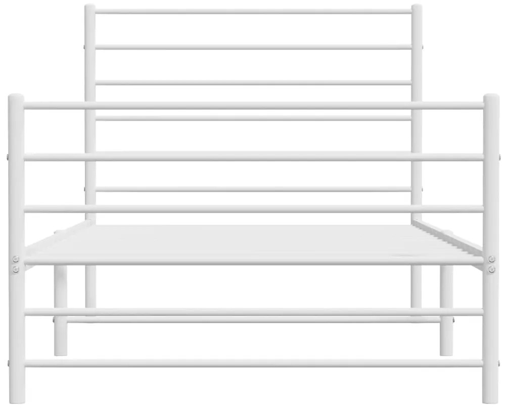 Estrutura de cama com cabeceira e pés 90x190 cm metal branco