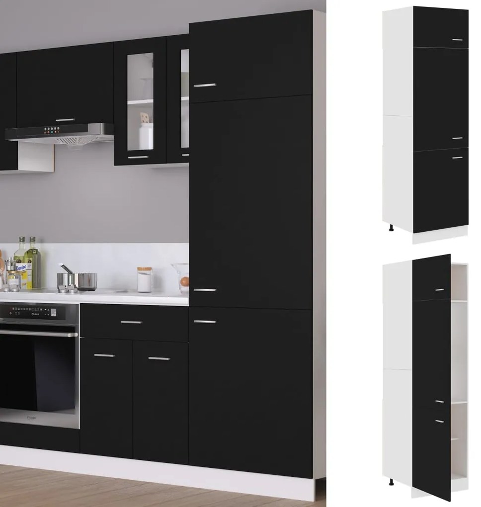 802539 vidaXL Armário para frigorífico 60x57x207 cm contraplacado preto