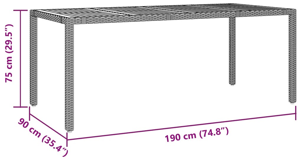 Conjunto de Jantar de Jardim vidaXL de 7 Peças em Rattan Preto