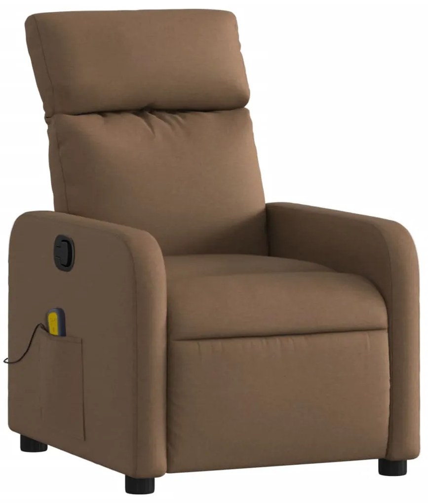 Poltrona de massagens reclinável tecido castanho