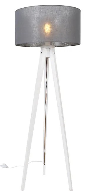 Candeeiro de pé moderno tripé branco com cúpula cinzenta 50 cm - Tripod Classic Moderno