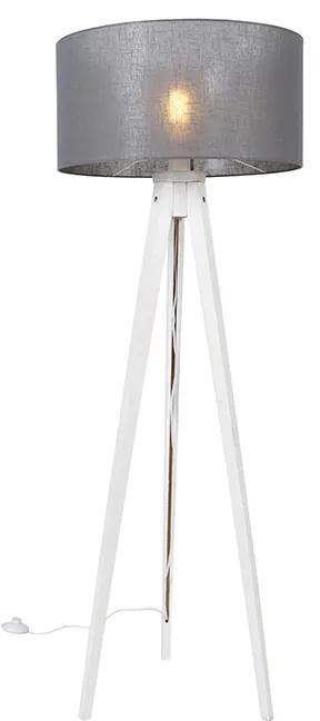 Candeeiro de pé moderno tripé branco com tom cinza 50 cm - Tripé Clássico Moderno