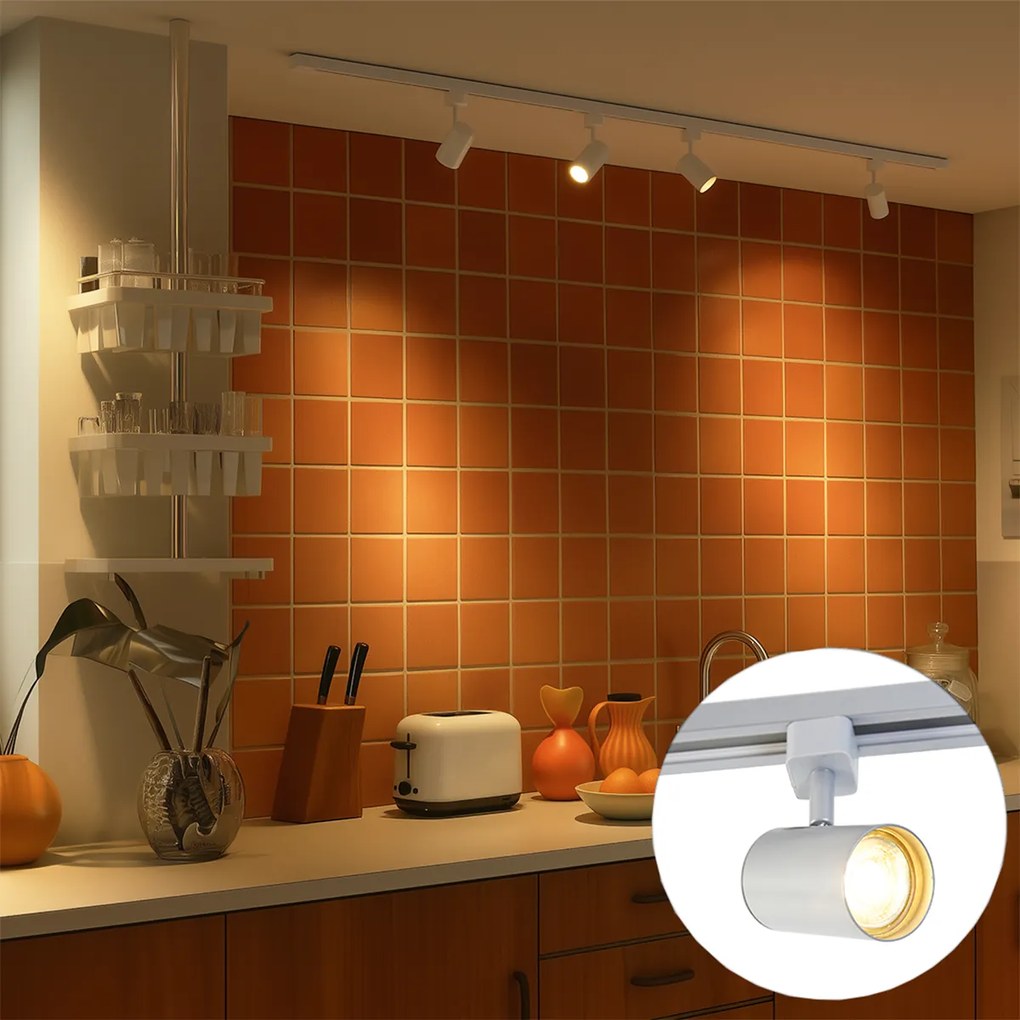 Sistema de iluminação de trilho moderno com 4 focos prateados monofásicos - Iconic Yade
