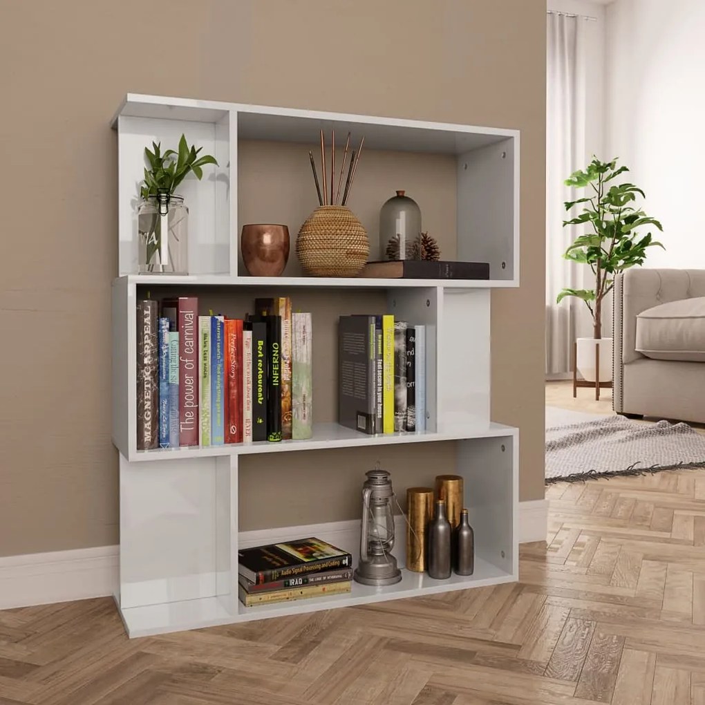 vidaXL Estante/divisória 80x24x96 cm branco brilhante
