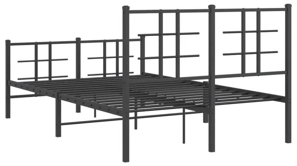 Estrutura de cama com cabeceira e pés 120x190 cm metal preto