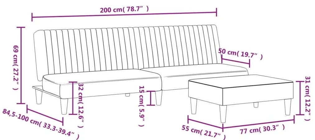 2 pcs conjunto de sofás veludo cinzento-escuro