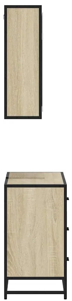 2 pcs conj. móveis casa banho derivados madeira carvalho sonoma