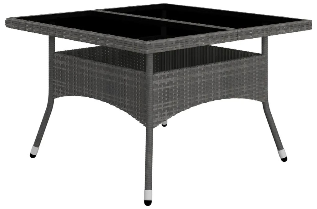 9 pcs conjunto de jantar para jardim vime PE e vidro cinzento