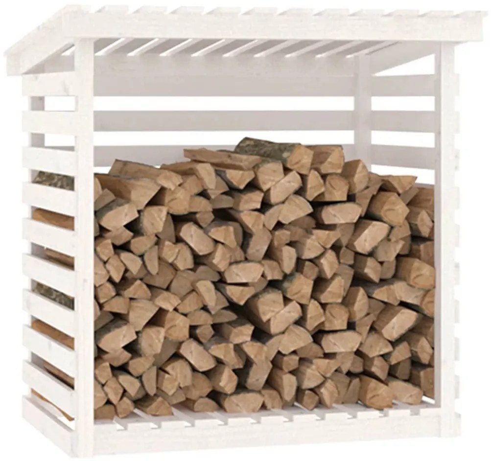 Suporte para lenha 108x73x108 cm pinho maciço branco