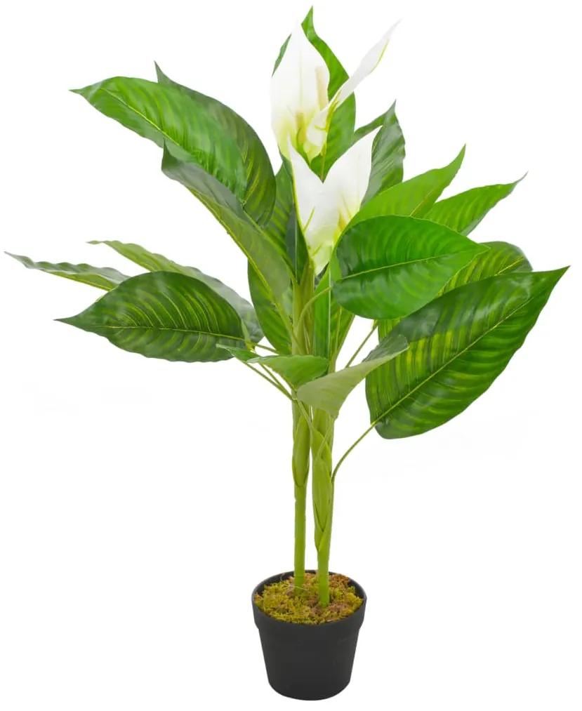 280160 vidaXL Planta antúrio artificial com vaso 90 cm branco
