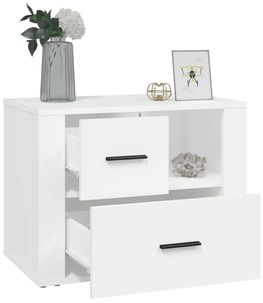 Mesa de Cabeceira Flix com 2 Gavetas - Branco - Design Moderno