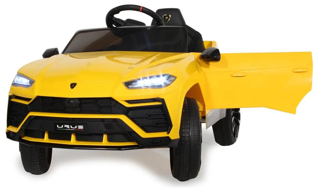 Carro elétrico infantil a bateria 12V Lamborghini Urus Controlo remoto 2,4GHz Amarelo