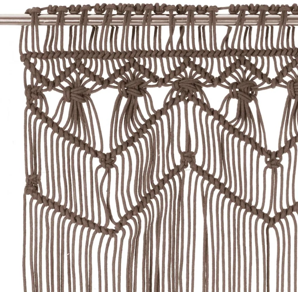 Cortina em macramé 140x240 cm algodão cinzento-acastanhado