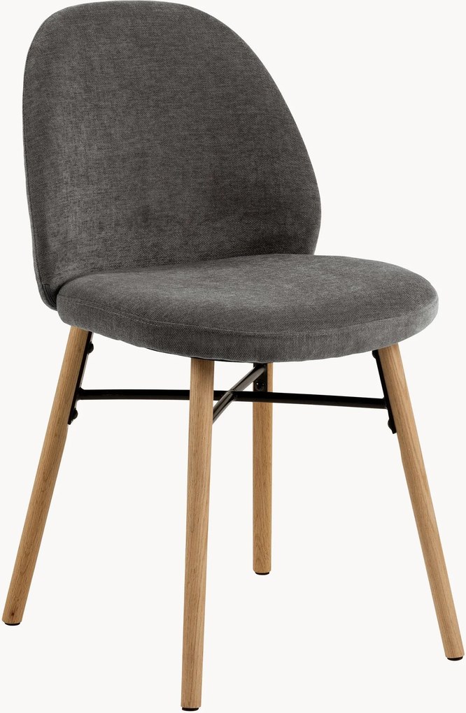 Cadeiras de jantar estofadas com pernas em madeira de carvalho Sophia, conjunto de 2