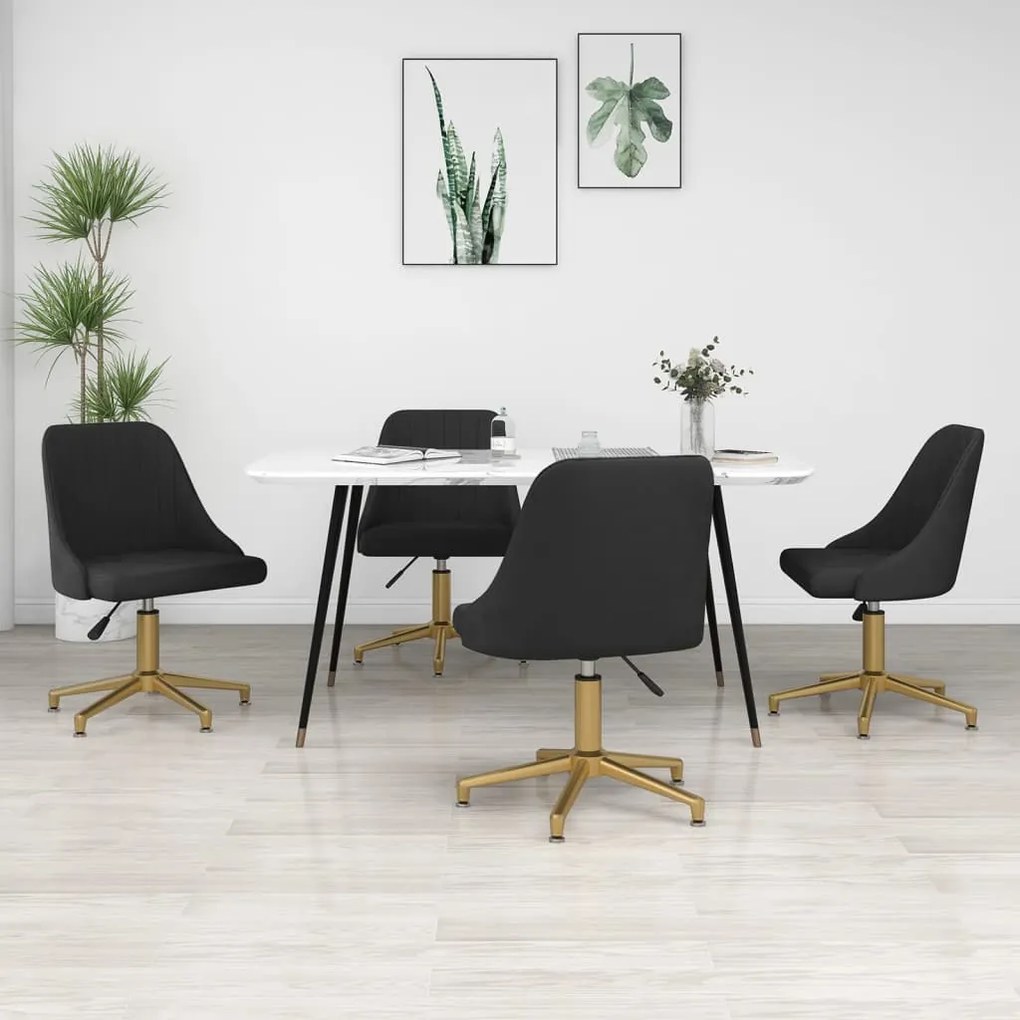 vidaXL Cadeiras de jantar giratórias 4 pcs veludo preto
