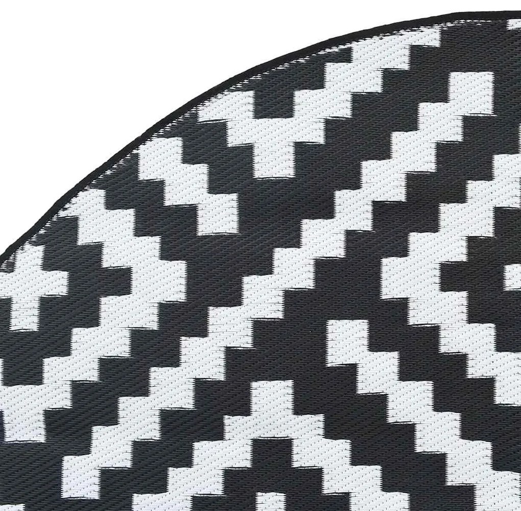 Tapete de exterior Ø120 cm ARAKIL PP branco e preto