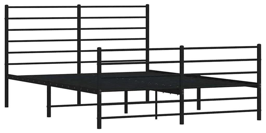 Estrutura de cama com cabeceira e pés 150x200 cm metal preto