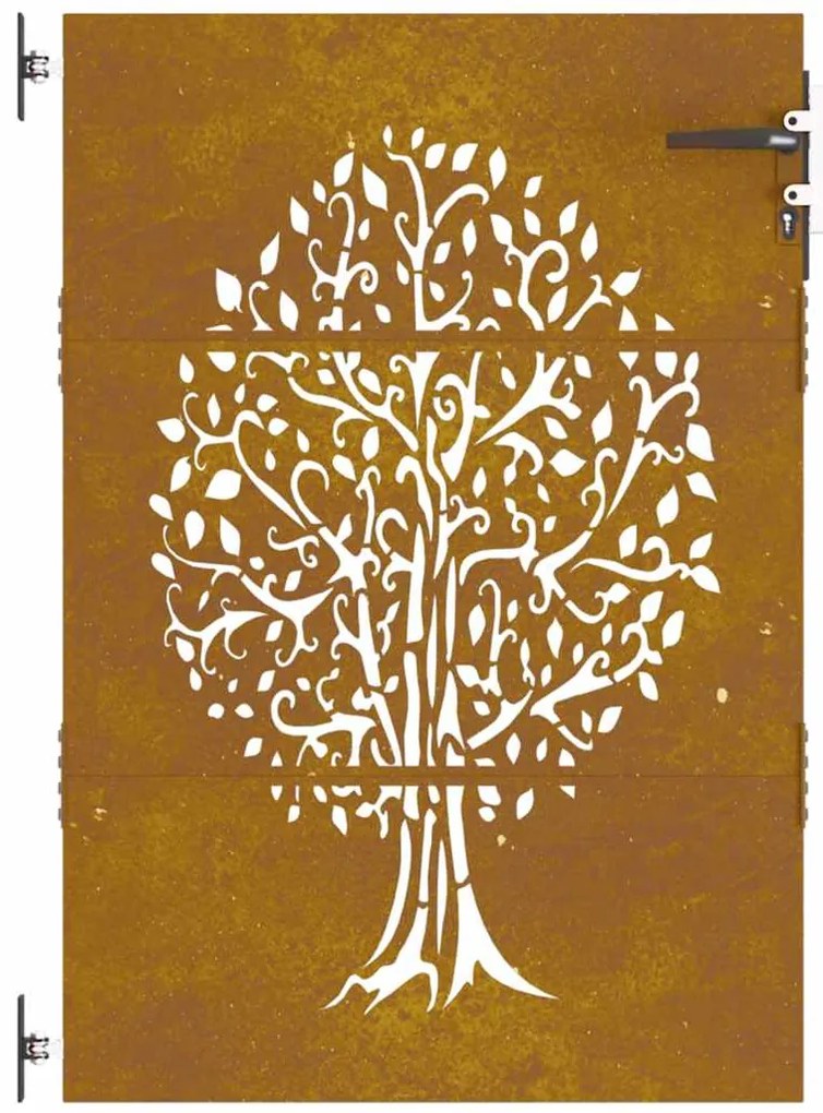Portão de jardim 85x150 cm aço corten design árvore
