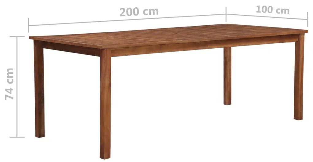 Mesa de jardim 200x100x74 cm madeira de acácia maciça